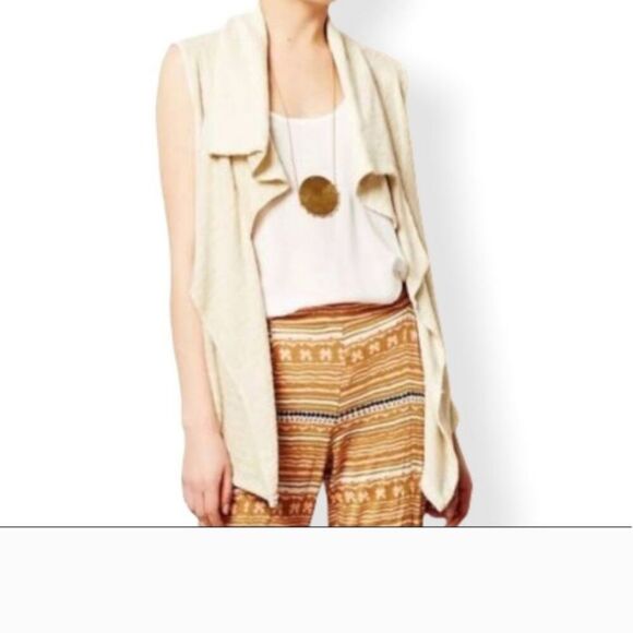 ANTHROPOLOGIE PUELLA Cream Sleeveless Draped Vest Size Large - Picture 1 of 12